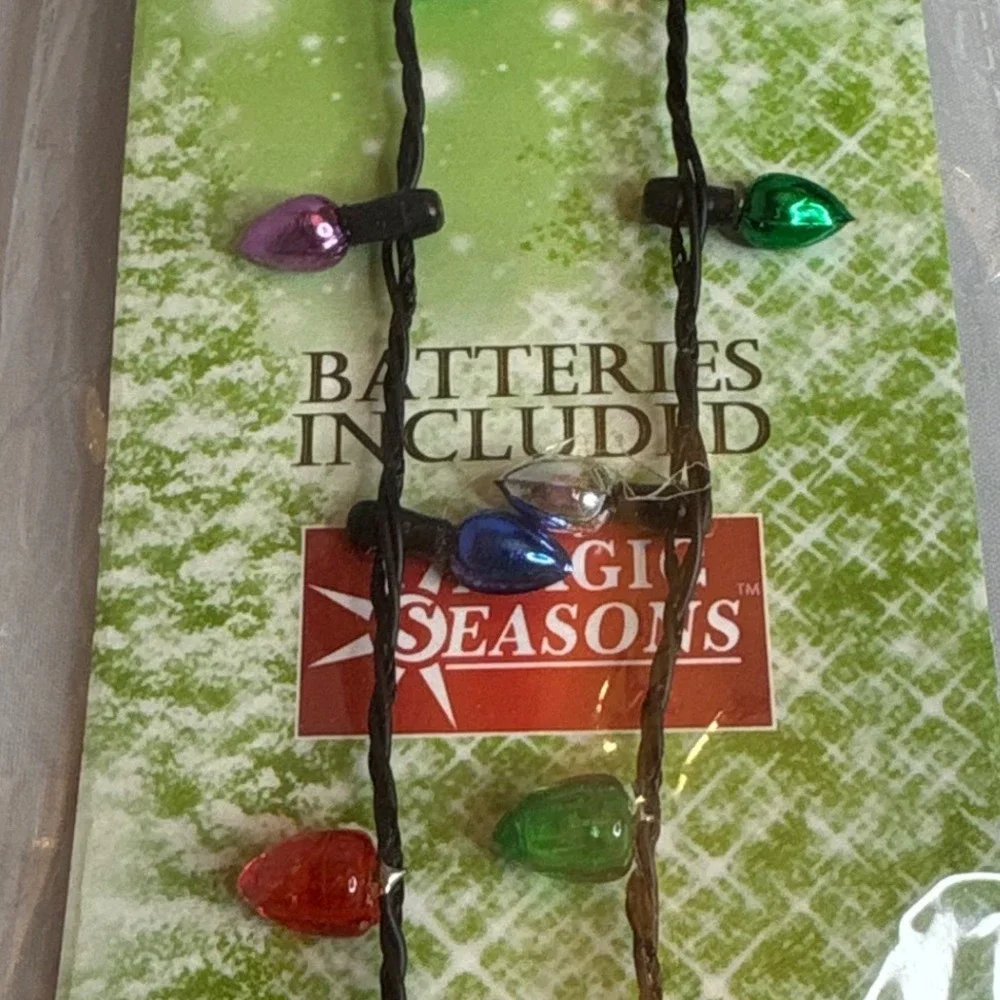 Seasons Holiday Flashing Necklace Mini Bulbs 8 LED 3 Modes Batteries‎ Christmas